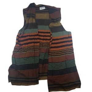 Jeffrey‎ & Dara Striped Vest Size 12 Sleeveless Top Brown Orange Green Knit